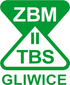 Logo z zielonym napisem ZBM II TBS umieszczonym w dwóch trójkątach skierowanych wierzchołkami do siebie